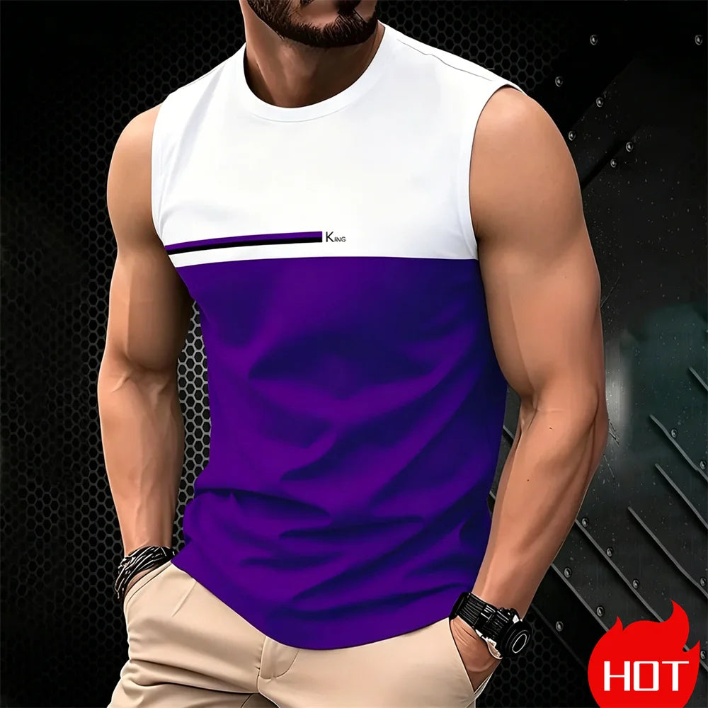 Summer Men's Casual sleeveless T-shirt Plus Size Simple O-Neck tank tops Clothing Outdoor Breathable 3D Printed Mens casual vest