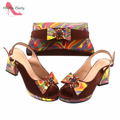 2024 INS Hot Sale New Arrivals Red Color Italian Design Shoes Matching Bag Set Super High Heels Pumps for Garden Party