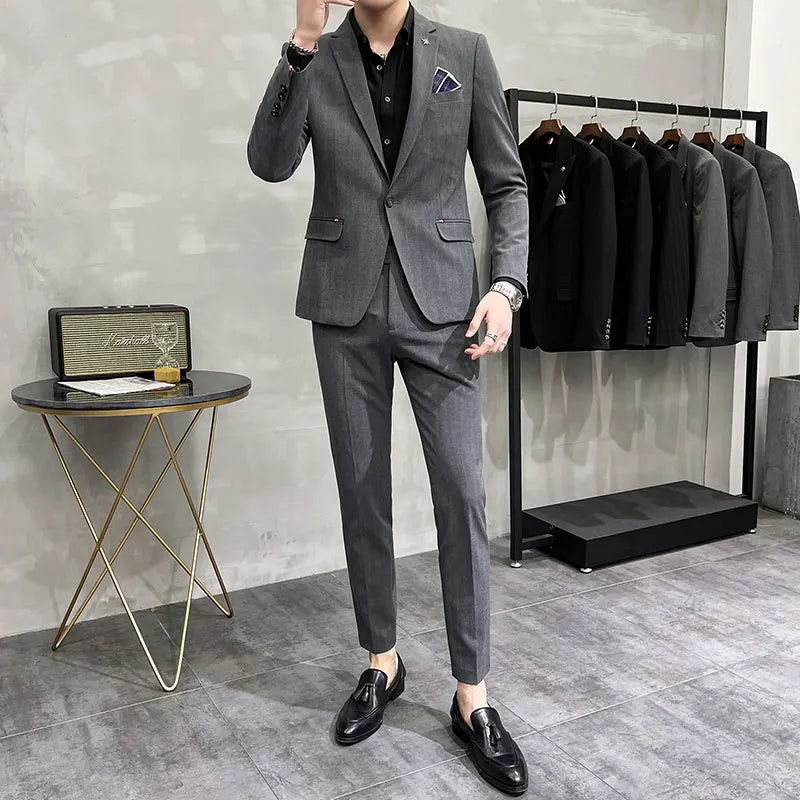 Men's High-Quality Two-Piece Wedding Suit Business Casual Banquet Costume Luxury Ensemble with Trousers