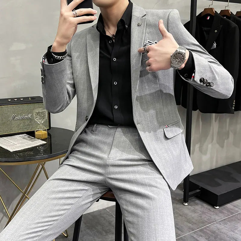 Men's High-Quality Two-Piece Wedding Suit Business Casual Banquet Costume Luxury Ensemble with Trousers