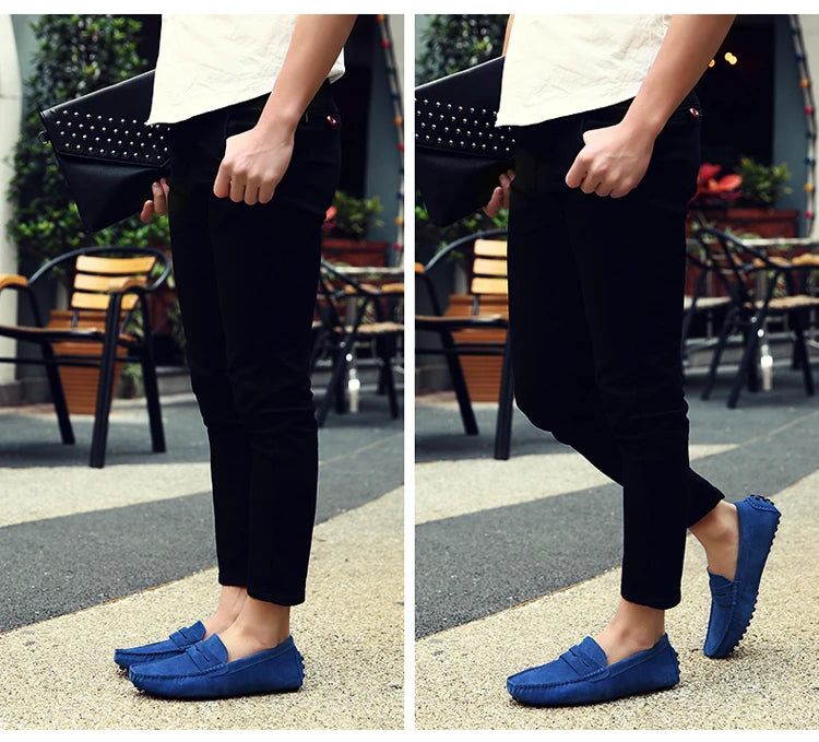 Men's Casual Fashion Genuine Leather Loafers Moccasins Slip-On Driving Shoes 38-50 Size Range Male Flats Comfort Footwear
