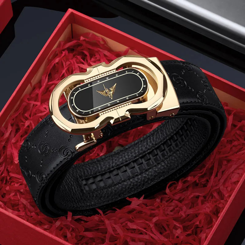 Men's Fashion Automatic Buckle Belt Business Leather Belt Versatile Casual Pants Belt