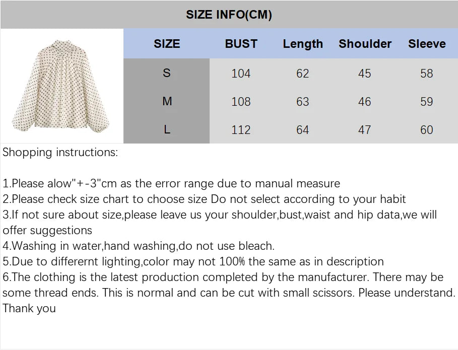 Women Polka Dot Print Blouse Casual High Collar Long Sleeve Lady Top Simple Women's Blouse Female Shirts & Blouses