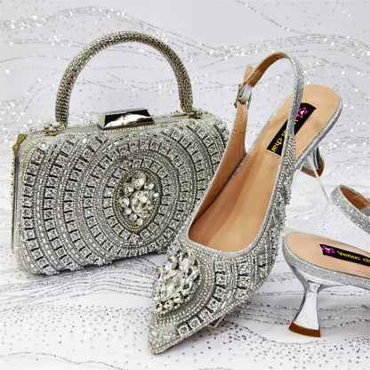 Venus Chan 2026 Italian Butterfly Design Pointed Toe Slingback Sandals with Matching Bag Set - Elegant Sky Blue for Weddings