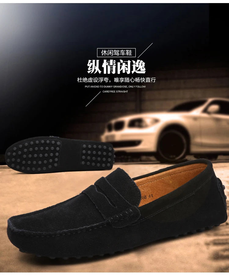 Men's Casual Fashion Genuine Leather Loafers Moccasins Slip-On Driving Shoes 38-50 Size Range Male Flats Comfort Footwear