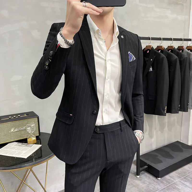 Men's High-Quality Two-Piece Wedding Suit Business Casual Banquet Costume Luxury Ensemble with Trousers