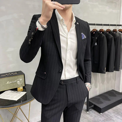 Men's High-Quality Two-Piece Wedding Suit Business Casual Banquet Costume Luxury Ensemble with Trousers