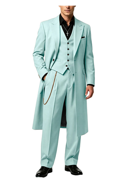 Men's Long Tailcoat 3 Piece Suit Set Blazer Vest Pants Formal Business Slim Fit Jacket Gothic Victorian Style Tuxedo for Wedding