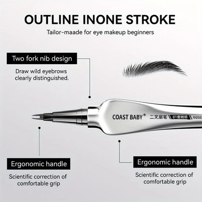 Beginner Friendly 2 Forks Tip Eyebrow Pen COAST BABY Waterproof Long Lasting Natural Smudge Proof Brow Pen