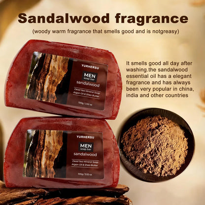 Organic Sandalwood Face Wash Soap, Oil Control, Blackhead Remover, Gentle Cleansing for Men Women, Daily Skin Care