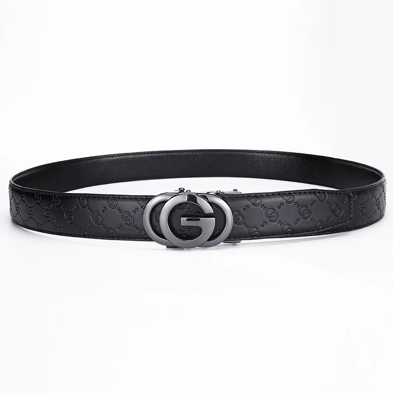 Luxury Men's Belt, Automatic Buckle Belt for Men, High Quality Genuine Leather Belt Printed Design Men's Business Belt Men
