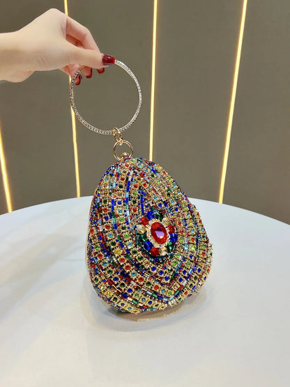New high-end rhinestone handbag bag fashionable personalized dinner handbag light luxury messenger bag heavy industry handbag