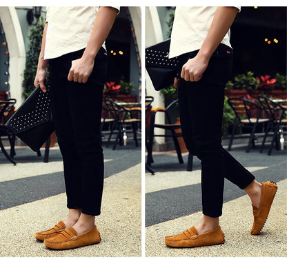 Men's Casual Fashion Genuine Leather Loafers Moccasins Slip-On Driving Shoes 38-50 Size Range Male Flats Comfort Footwear