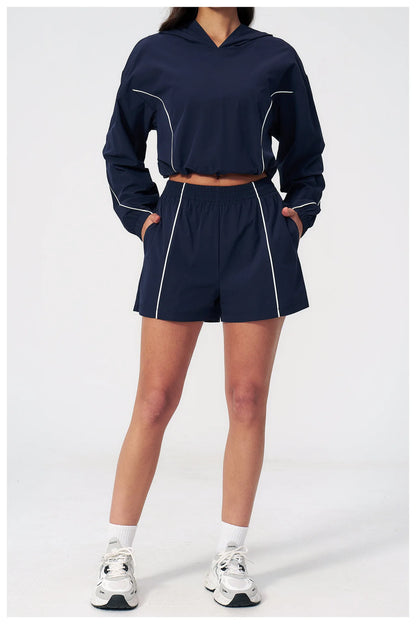 Summer Sunscreen Sports Set 2piece Yoga Women's Fitness Set Sunscreen Long Sleeve Zipper Top Fitness Exercise Speed Drying Pants