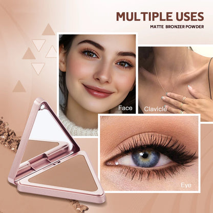 Soft Velvet Matte Bronzer Pressed Powder Long Wear Contour Even Skin Tone Light Setting Powder Natural Tan Shade Face Makeup