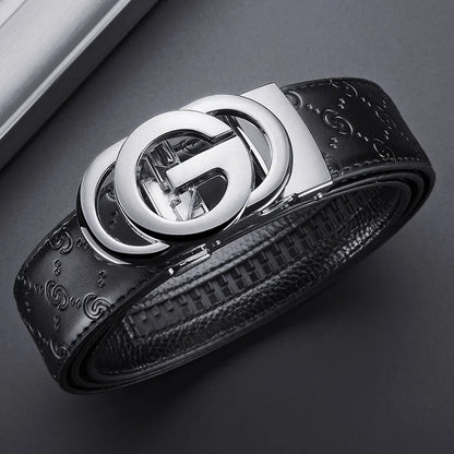 Luxury Men's Belt, Automatic Buckle Belt for Men, High Quality Genuine Leather Belt Printed Design Men's Business Belt Men