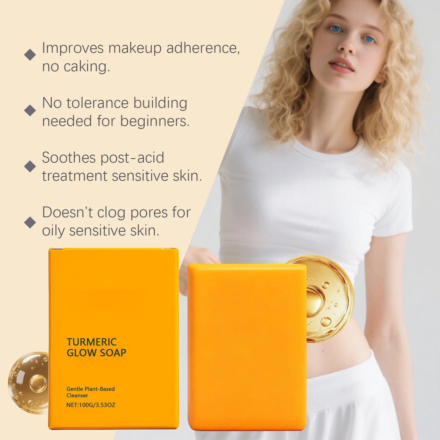 Turmeric Kojic Acid Glow Soap Bar Dark Spot Acne Removal Brightening Face Body Soap Even Skin Tone Moisturizing & Deep Cleansing