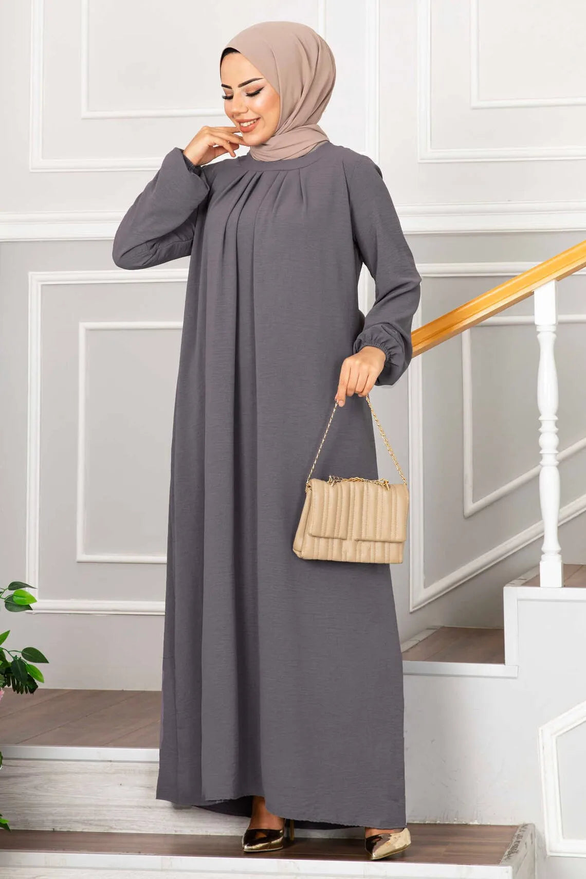 Evening Dress Women Abaya Hijab Femeles Y2K Ruched Muslim Dress Turkish Robe Kaftan Islamic Clothes Ball Gown Jalabiya for Women