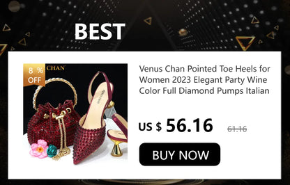 Venus Chan Italian Shoes and Bags Matching Set 2024 Nigeria Elegance Party Rhinestone Pointed Toe Women's Shoes High Heel