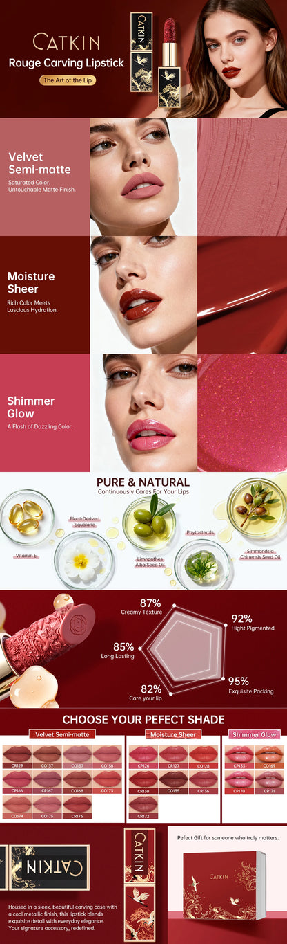 CATKIN Makeup Velvet Matte Lipstick, Hydrating Satin Long Lasting lipstick with Smooth and Creamy Texture