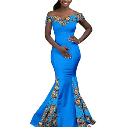 African Couple Matching Clothes for Wedding Women Slim Mermaid Dress Bazin Riche Men Irregular Jacket Pant Sets with Hat Y23C011