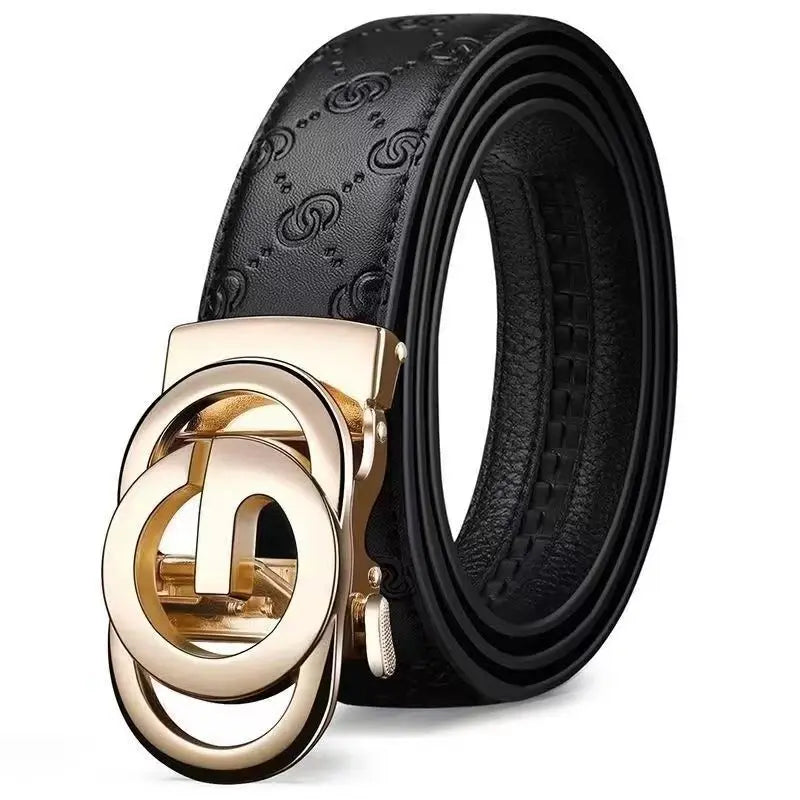 Luxury Men's Belt, Automatic Buckle Belt for Men, High Quality Genuine Leather Belt Printed Design Men's Business Belt Men