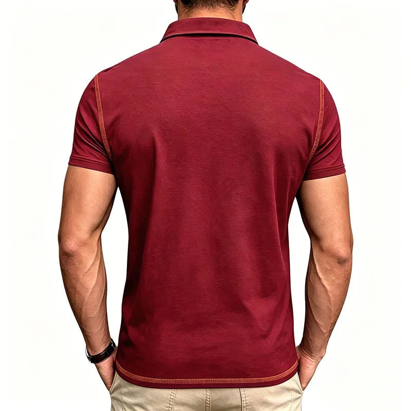 2024 New Summer Mens Lapel Pocket Polo Shirt Breathable Polyester Short Sleeve Tops Casual Daily Office Business Wear For Men