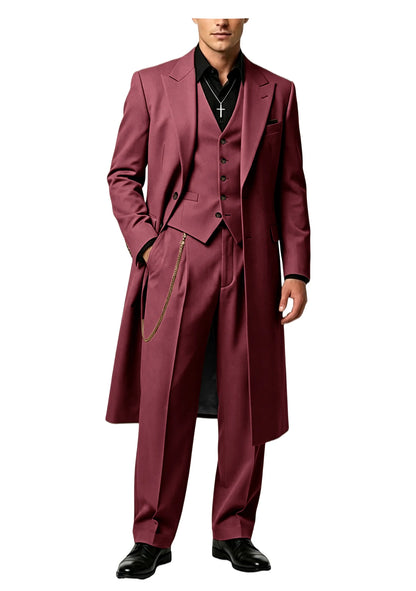 Men's Long Tailcoat 3 Piece Suit Set Blazer Vest Pants Formal Business Slim Fit Jacket Gothic Victorian Style Tuxedo for Wedding
