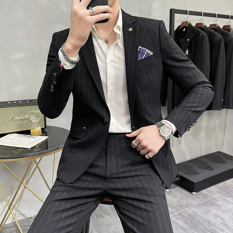 Men's High-Quality Two-Piece Wedding Suit Business Casual Banquet Costume Luxury Ensemble with Trousers