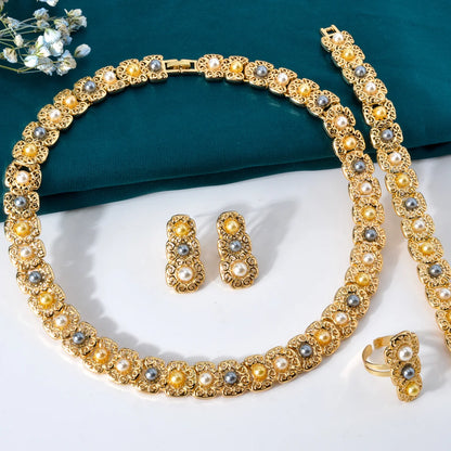 Luxury Quality Jewelry Set For Women Pearl Necklace Bracelet Ring Earring 2024 Trend Wedding Party Jewelry Set Mother's Day Gift