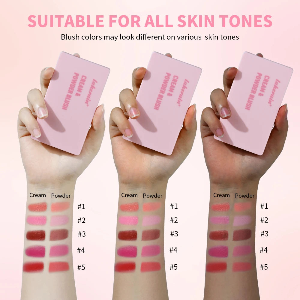 Lakerain Blush Cream Long Lasting High Pigmented Natural Pink Smooth Texture 2 IN 1 Cream & Powder Blusher Korean Makeup