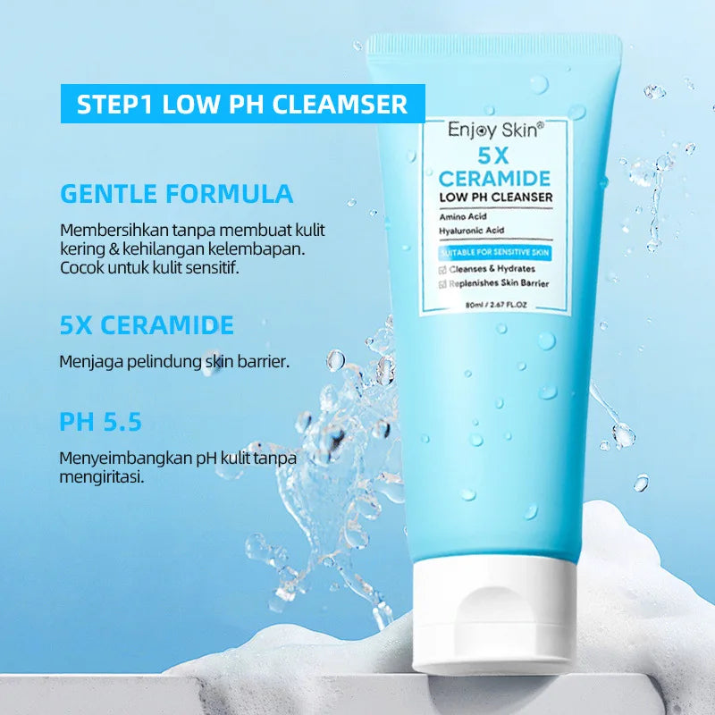 Ceramide Facial Skincare Series: Soothing Toner,Moisturizing Face Cream,Low PH Cleaner,Barrier Serum,Moisture Gel,Skin Hydration
