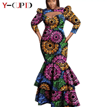 African Print Long Dresses for Women Matching Men Outfit Dashiki Top and Pant Sets Couples Clothes Kaftan Party Outwear Y23C054