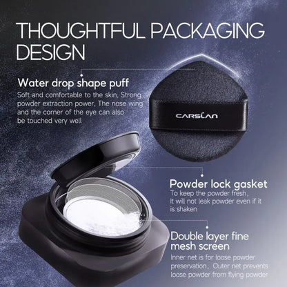 CARSLAN Black Magnetic Translucent Loose Setting Powder Makeup Waterproof Long Lasting Matte Oil Control Finishing Face Powder