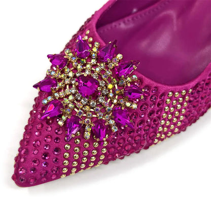 Italian Design Evening Shoes And Bag Paired With Handmade Petal Clutches Pointed Toe High-Heel Shoes For Women Party Shoes
