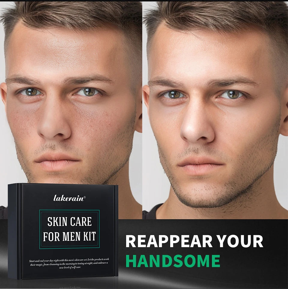 Skin Care Set for Men Essential Routine Daily Face Wash Facial Scrub Moisturizer SPF Night Cream Hydrated Skin Gifts For Men Ski