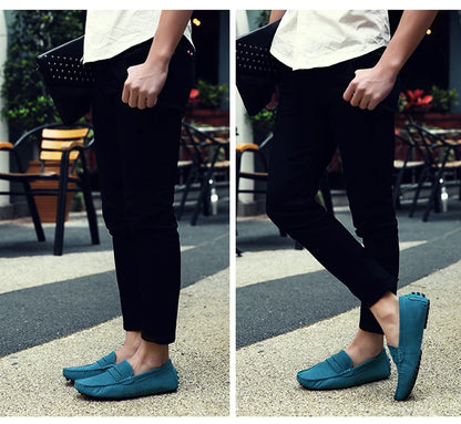 Men's Casual Fashion Genuine Leather Loafers Moccasins Slip-On Driving Shoes 38-50 Size Range Male Flats Comfort Footwear