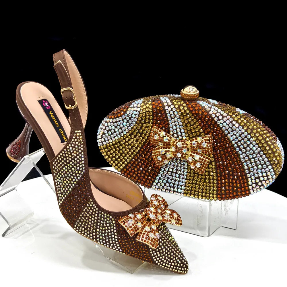 Venus Chan Festive Elegance: Dazzling Heels and Chic Clutch Perfect Combination Of Shoes And Bags for Party Occasions