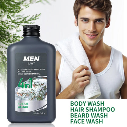 Men 4-in-1 Body, Hair, Beard and Face Wash - Hydrates Skin, Beard and Hair All Day, Strengthen Hair and Beard, Gift for He..