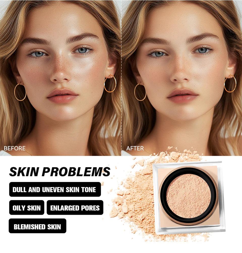 Loose Baking Setting Powder Natural Face Matte Waterproof Brightening Long Lasting Oil Control Loose Powder Makeup Cosmetics