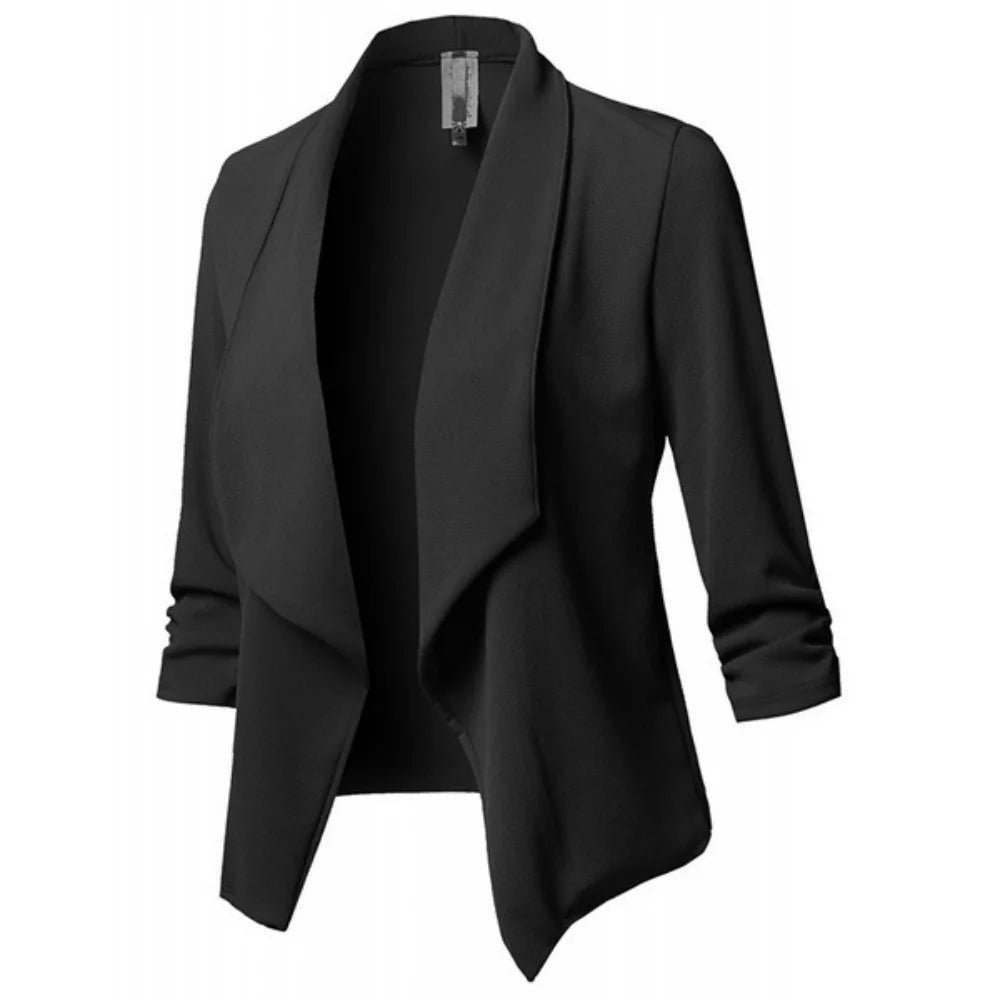 2024 Long Sleeve Women Blazers and Jackets Ruched Asymmetrical Casual Business Suit Lady