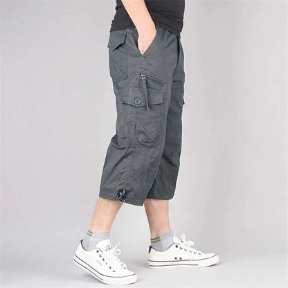 Long Length Cargo Shorts Men Summer Multi-Pocket Casual Cotton Elastic Capri Pants Men Military Tactical Short Hot Breeches  5XL