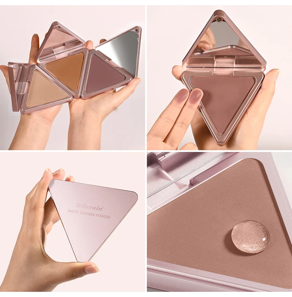 Soft Velvet Matte Bronzer Pressed Powder Long Wear Contour Even Skin Tone Light Setting Powder Natural Tan Shade Face Makeup