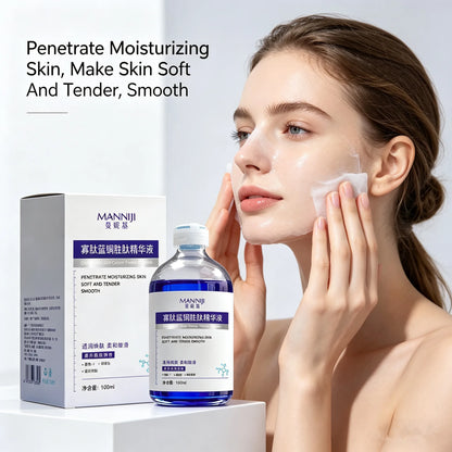 Oligopeptide Blue Copper Peptide Essence100ml, Soothe Repair Sensitive Skin, Boost Elasticity, Hydrating Anti Aging Facial Serum