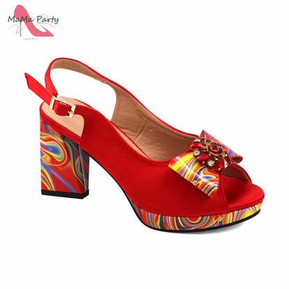 2024 INS Hot Sale New Arrivals Red Color Italian Design Shoes Matching Bag Set Super High Heels Pumps for Garden Party