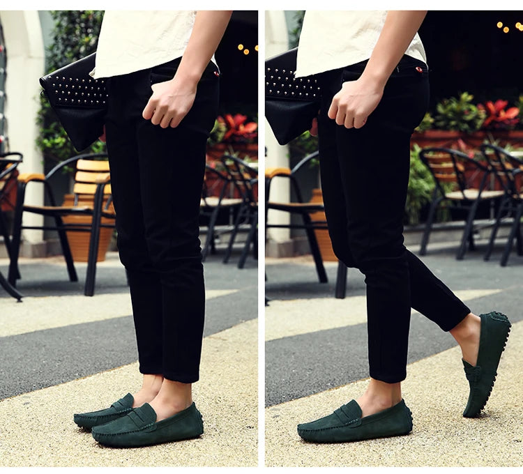 Men's Casual Fashion Genuine Leather Loafers Moccasins Slip-On Driving Shoes 38-50 Size Range Male Flats Comfort Footwear