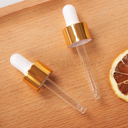 Dropper Bottle Gold Cap Transparent Glass Pipette Bottles for Perfume Essence Essential Oil Reagent Aromatherapy Liquid Cosmetic