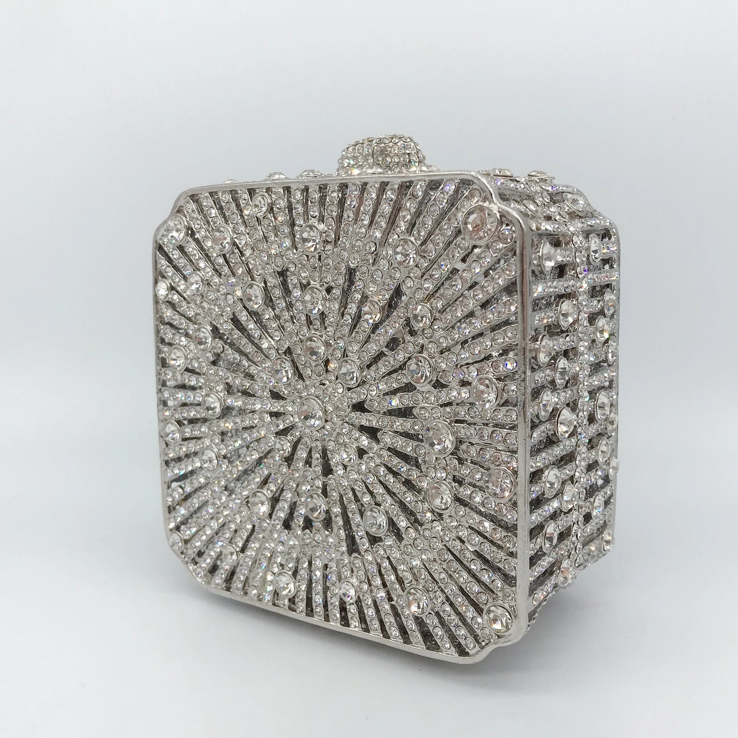 Women Clutch Bag Small Square Box, Full Cover Rhinestone Crystal Evening Bag, Handmade Bridal Party Wedding Prom Dinner Purse