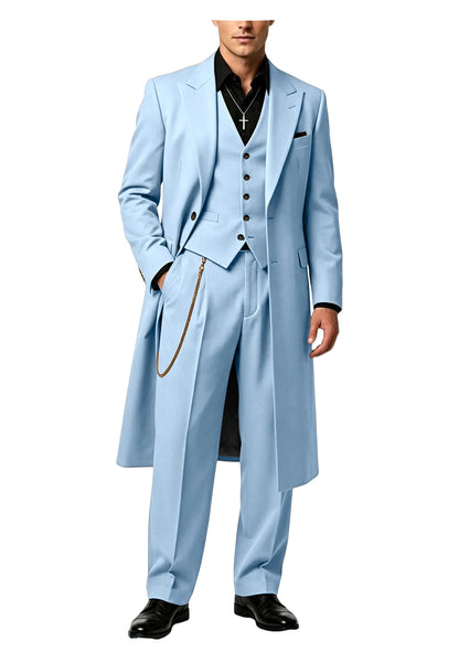 Men's Long Tailcoat 3 Piece Suit Set Blazer Vest Pants Formal Business Slim Fit Jacket Gothic Victorian Style Tuxedo for Wedding