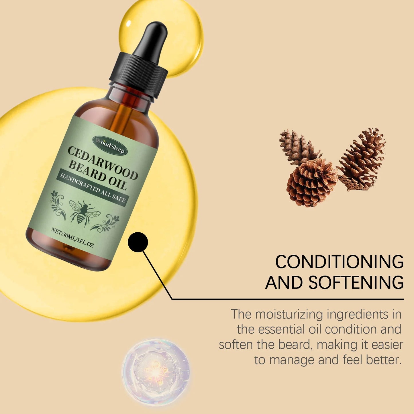 Men Beard Care Oil Moisturizing Growth Shine Soften Beard Strengthen Roots Hair Thicker Styling Care Beard Growing Essential Oil